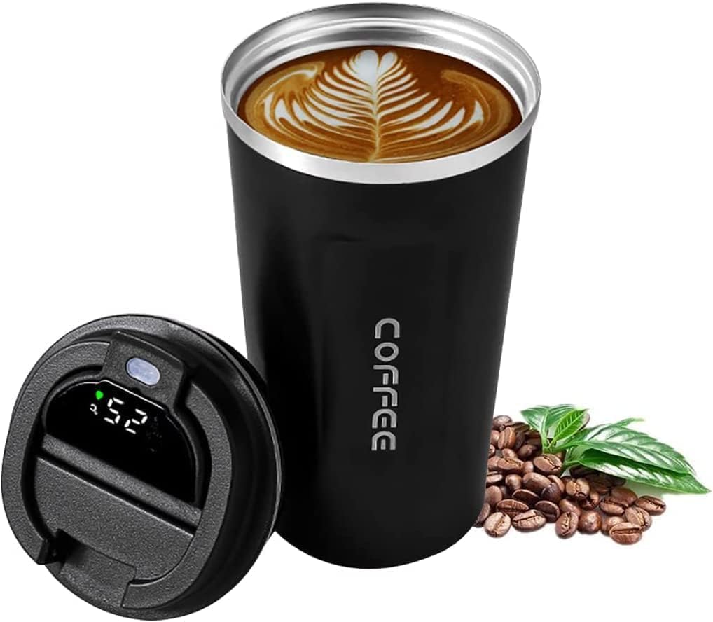 Cana termica, Zola, 500 ml, otel inoxidabil si plastic, afisaj LED temperatura, 8.5x16 cm, negru Cana termica, Zola, 500 ml, otel inoxidabil si plastic, afisaj LED temperatura, 8.5x16 cm, negru